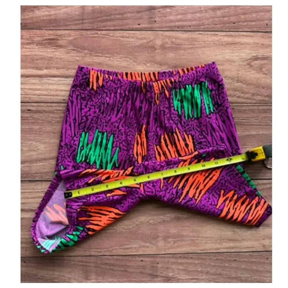 Vintage 80s 90s Insport Fuchsia Purple Neon Abstract Brushstroke Bike Shorts M